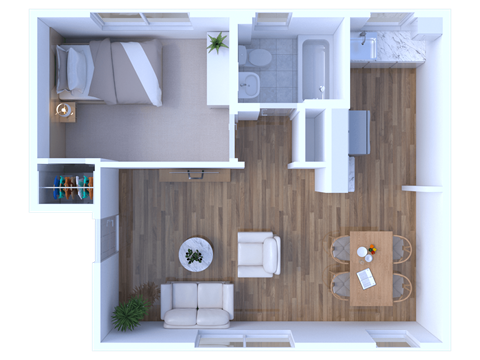 1 Bedroom Floor Plan at Lawndale Apartments, Pennsylvania